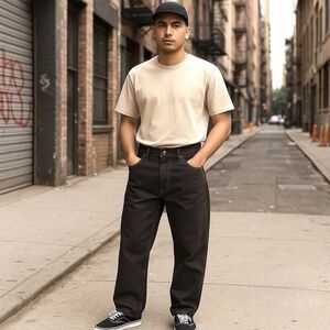 Vans Men's 29 Waist Brown Straight Wide Leg Loose Fit Urban‎ Skater Jeans Pants